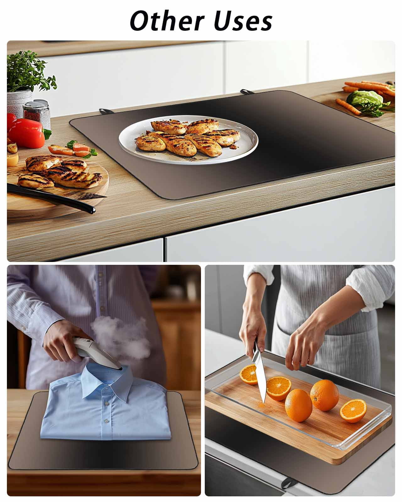 Stove Top Covers for Electric Stove, Brown Black Ombre Glass Stovetop Cover Protector, Modern Gradient Abstract Art Induction Cooktop Protector Oven Mat for Kitchen Countertop 24"x21"