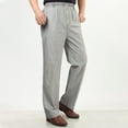 thumbnail image 2 of JUUYY Cotton Linen Dress Pants for Men Stretch High Waisted Solid Color Trousers Casual Straight Leg Pants with Pockets Gray XL, 2 of 9