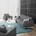 thumbnail image 2 of Tufted Armchair and Sofa Set, Faux Leather, Silver Grey Gray, Modern Contemporary Urban Design, Living Lounge Room Hotel Lobby Hospitality, 2 of 6