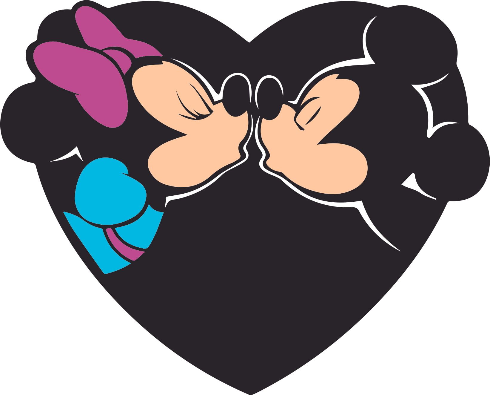 Mickey Minnie Kissing Color Cartoon Customized Wall Decal Custom