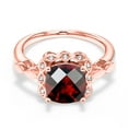 thumbnail image 3 of Gem Stone King 2.60 Ct Cushion Checkerboard Red Garnet White Created Sapphire 18K Rose Gold Plated Silver Ring, 3 of 6