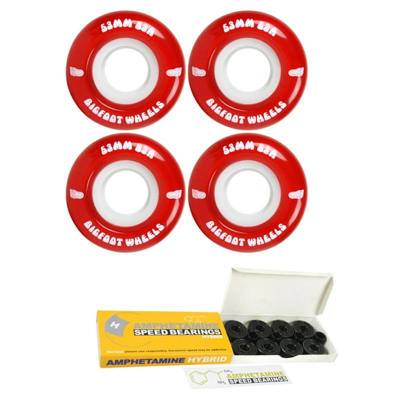 Bigfoot Skateboard Wheels 53mm 83A Soft Cruiser Filmer Red   Ceramic Bearings
