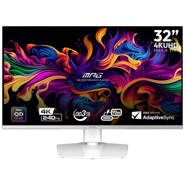 Monitor Gamer OLED 4K 32" MSI MPG 321URXW QD-OLED UHD 3840x2160 240Hz 0.03ms Nvidia G-Sync HDMI 2.1 DP 1.4a USB-C