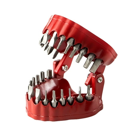 

Funny Denture Drill Bit Holder with 28 Drill Bits Teeth Model Design Screwdriver