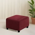 thumbnail image 4 of Square Ottoman Covers Slipcover Stretch Comfortable Jacquard Fabric with Elastic Bottom Form Fit Furniture Protector for Footrest Pouffe Foot Stool Storage, Removable Washable Spandex, 4 of 5