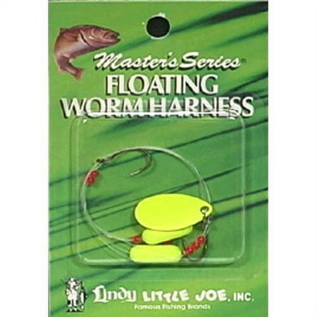 Little Joe Floating Worm Harness Fishing Lure Harness Hot Yellow Blade Hot Yellow Float 36 inch length Snell