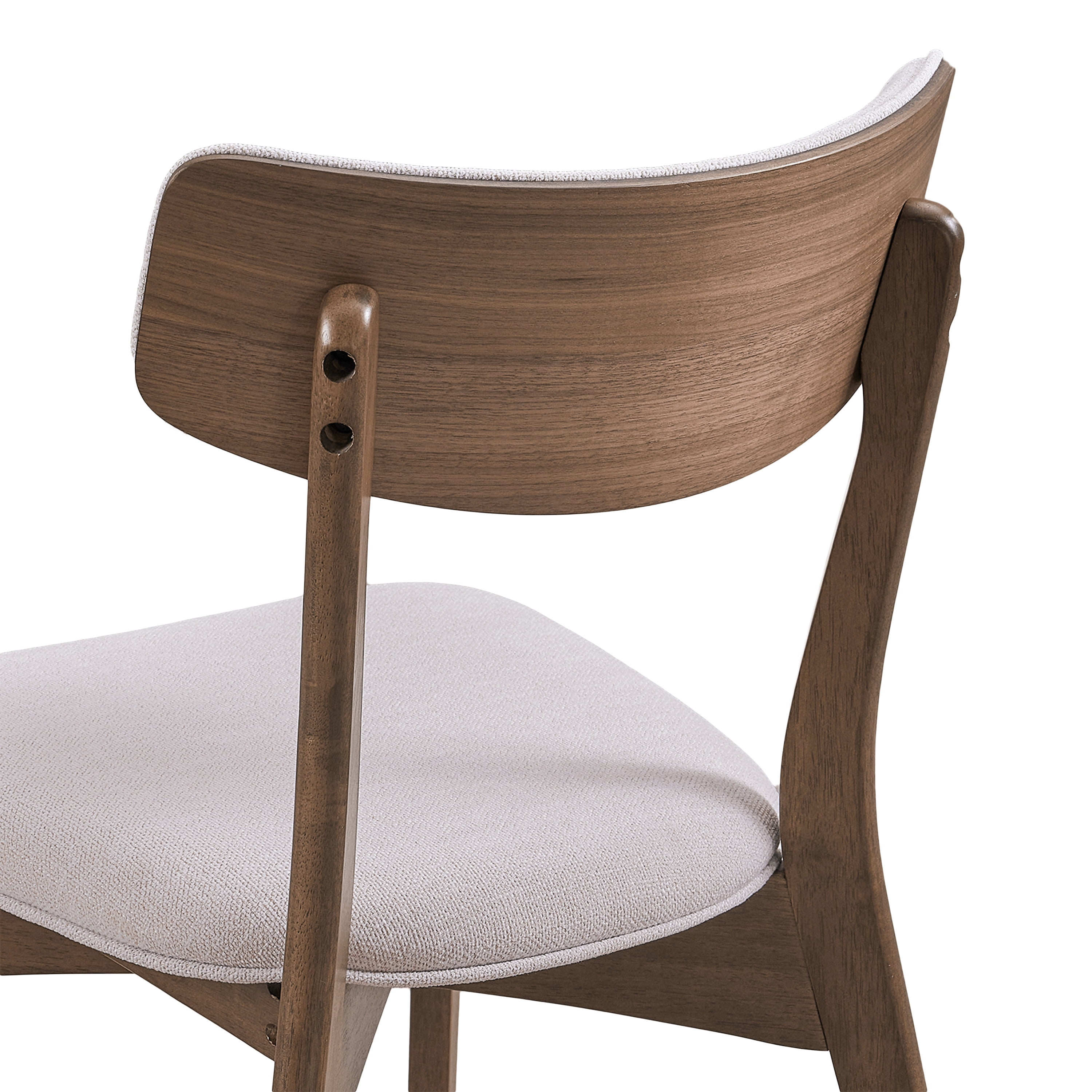 Noble House Sadie Indoor Mid-Century Fabric Dining Chairs, Set of 2, Beige, Walnut