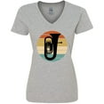 thumbnail image 3 of Inktastic Tuba Music Retro Sunset Silhouette Women's V-Neck T-Shirt, 3 of 5