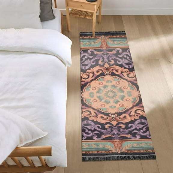 Chic Boho Mandala Runner Area Rug 2x6 Soft Non-Slip Washable Bedside Carpet for Hallway Bedroom Living Room Home Decor