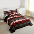 thumbnail image 4 of Feelyou Adult Triangle Aztec Bedding Comforter Set, Rustic Farmhouse Bear Twin Comforter Sets, Red Green Bohemian Reversible Bedding Set, Lightweight Room Decor, 2pcs, 4 of 9
