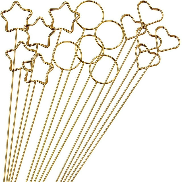 30 Piezas Soportes de la Tarjeta del Lugar Floral Alambre de Metal Soporte de la Tarjeta de Flor Clip Foto de Metal para Favor de la Fiesta de la Ducha (Redondo, Estrella, CorazóN)