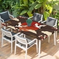 thumbnail image 2 of Japanese Style Table Cloths for 3 Foot Rectangle Tables, Modern Cranes Cherry Flower Wave Brown Patio Waterproof Elastic Fitted Tablecloths, Washable Rectangular Table Cover for Camping, 2 of 8