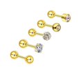 thumbnail image 1 of Juego de 5 piezas de pendientes de acero inoxidable con circonitas geométricas, joyas de perforación, pendientes de plata con dientes retorcidos, 1 of 1