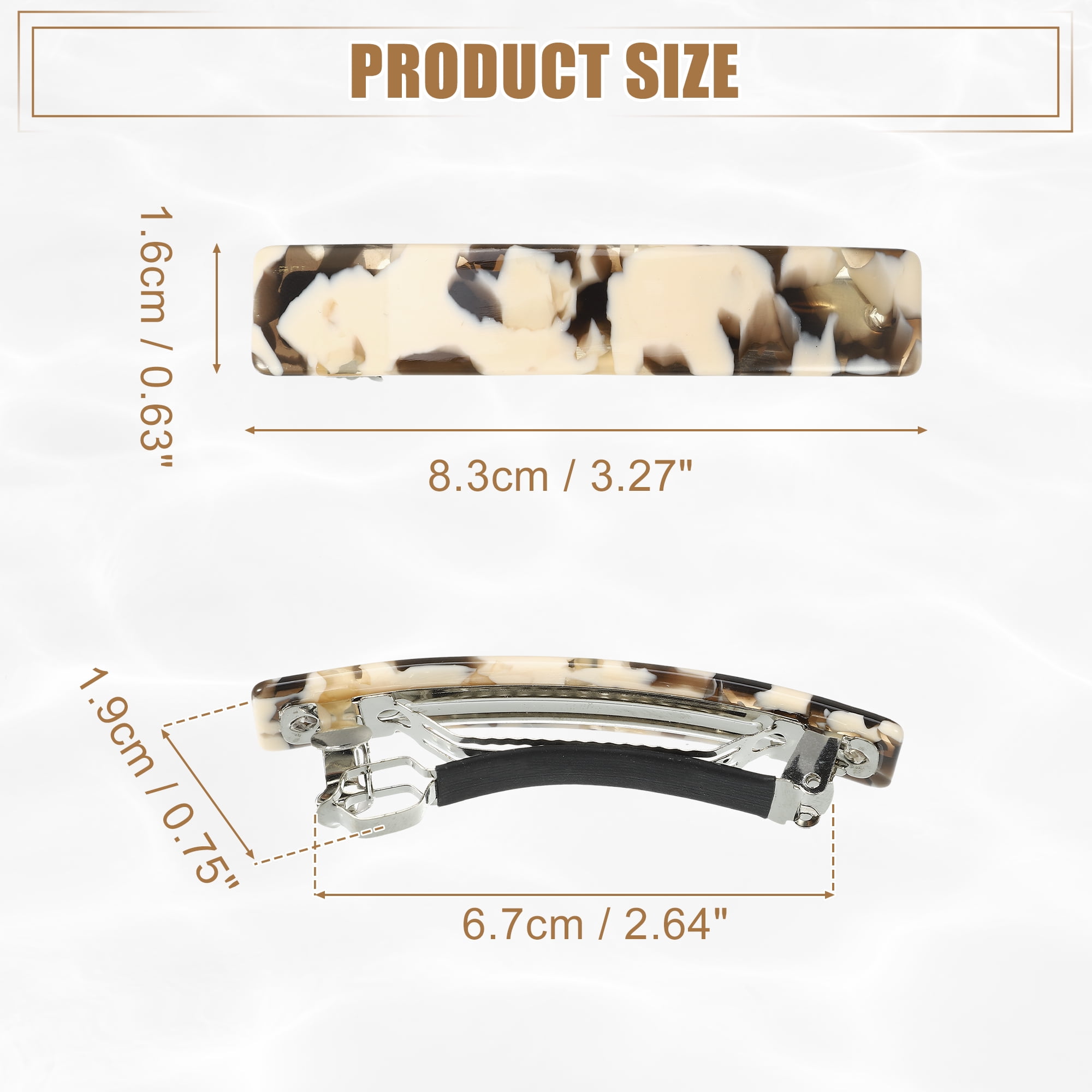 Unique Bargains 2Pcs Tortoise Shell Hair Barrettes Acetate Hair Accessories Beige Brown