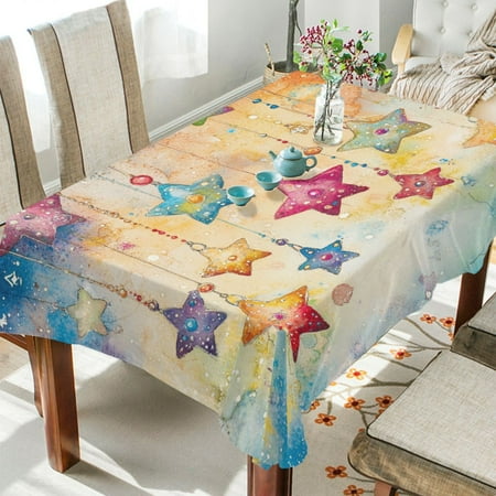 BZSMCE Square Tablecloth Colorful Starry Serenade Pattern Tableclothes