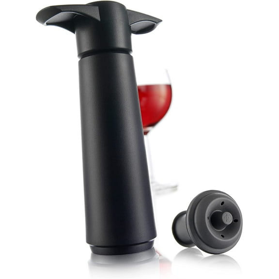 Vacu Vin Wine Saver Pump with 1 x Vacuum Bottle Stopper - Black