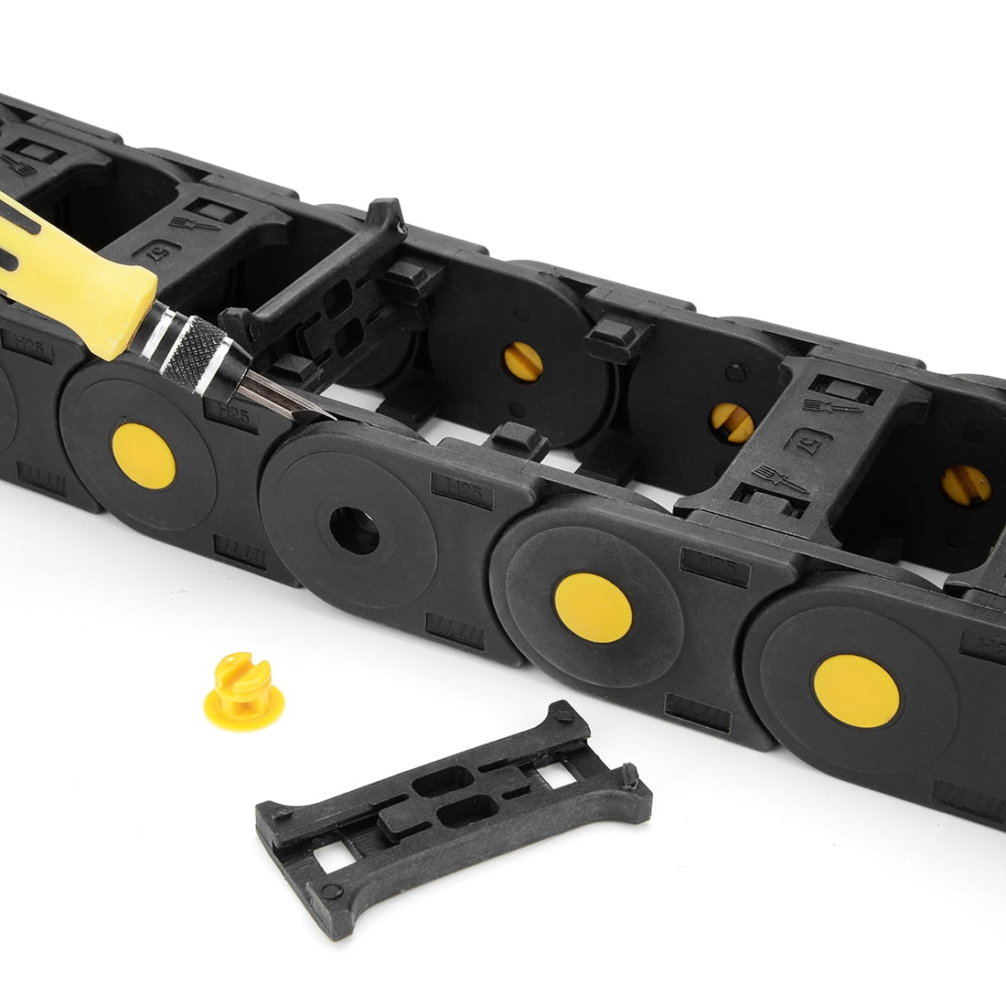 R55 25mm x 57mm Black Plastic Open Type Cable Drag Chain Wire Carrier 1M Length