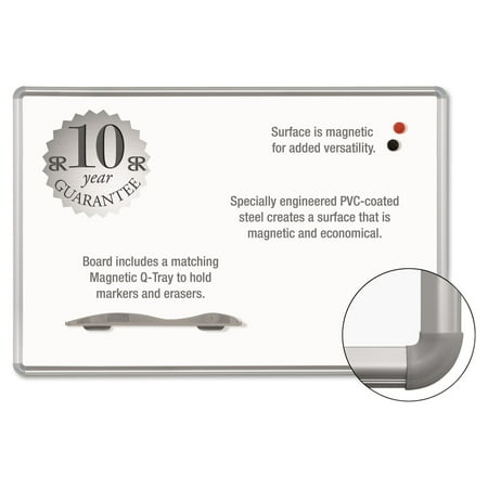Best-Rite Magne-Rite Magnetic Dry Erase Board, 96 x 48, White, Silver