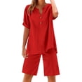 thumbnail image 4 of Nmmued Lounge Sets for Women, Linen Sets for Women 2 Piece, Short Sets for Women, Loungewear, Gauze Sets for Women 2 Piece, Watermelon Red 4XL, 4 of 8