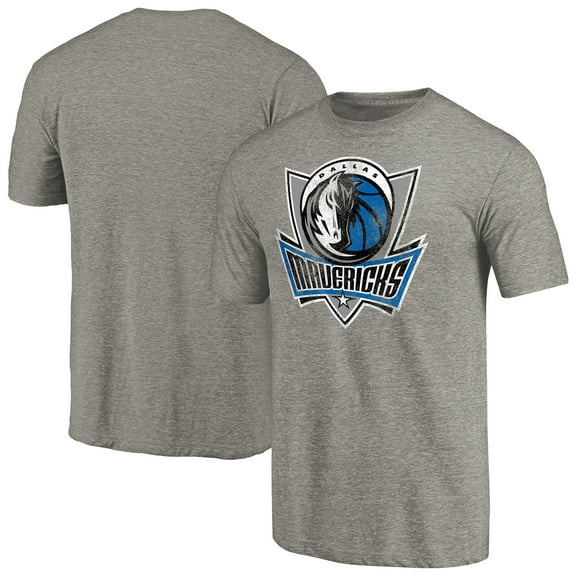 Men's Heather Gray Dallas Mavericks Distressed Team Logo Tri-Blend T-Shirt