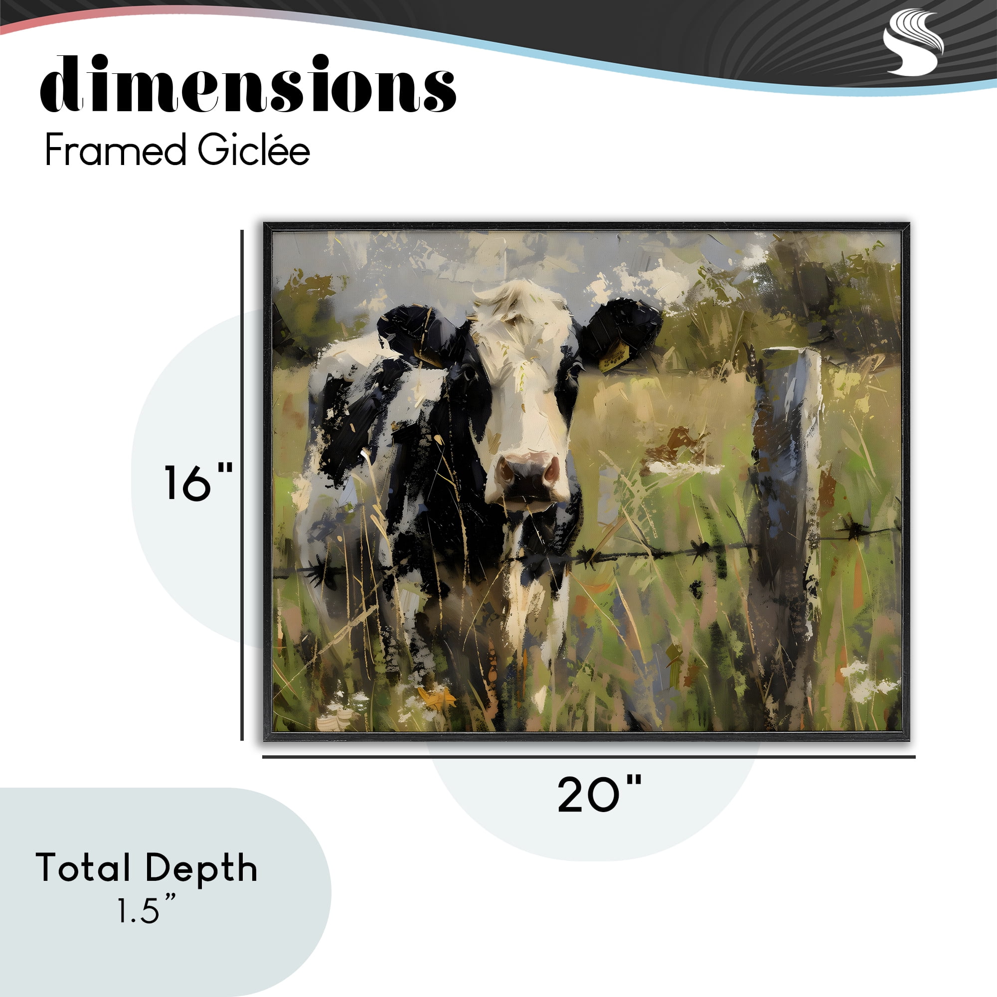 Stupell Industries Cow in Summer Pasture Black Framed Giclee Art, design by Creative Studio