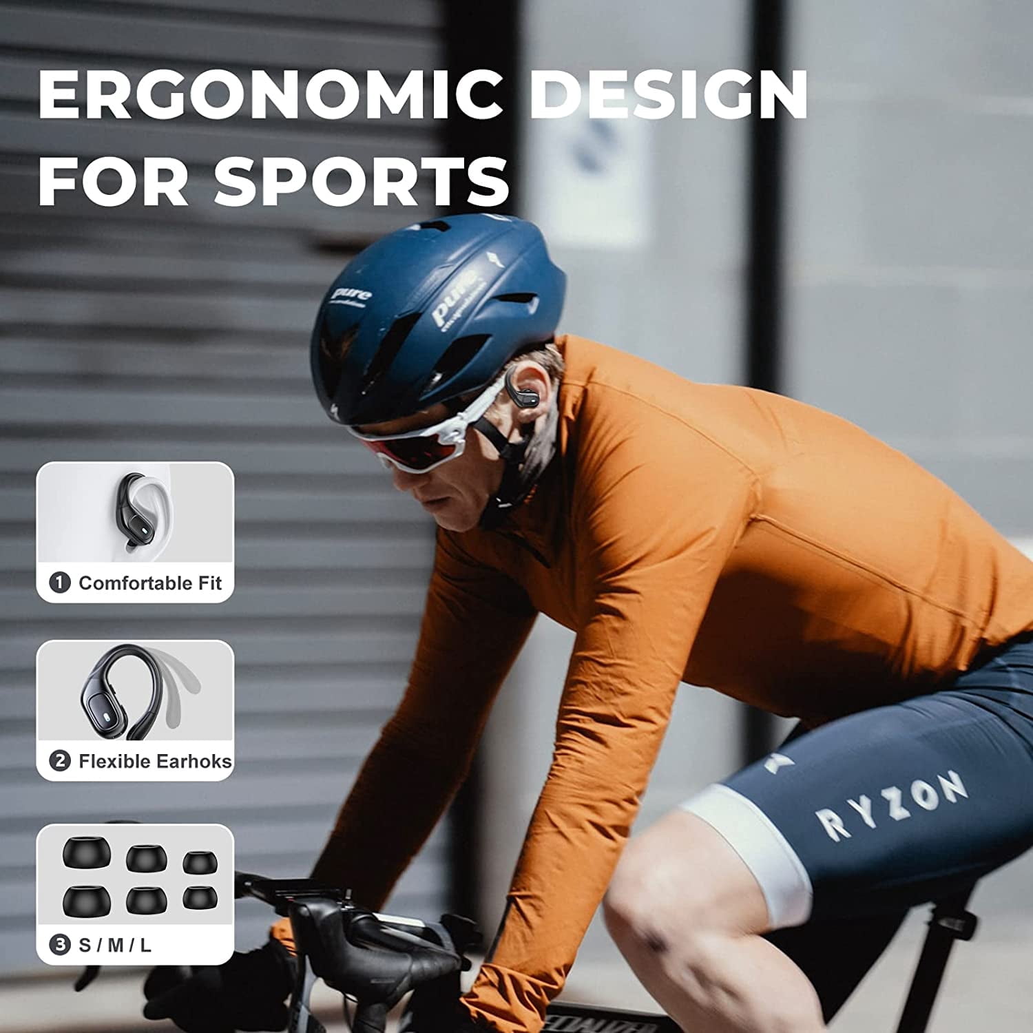 Wireless Earbuds, 75hrs Bluetooth Headphone Sports 2026 Bluetooth Earbuds Deep Bass Over Ear Buds with Earhooks, ENC Noise Cancelling Earphone Mic, IPX8 Waterproof for Workout/Running/Gym