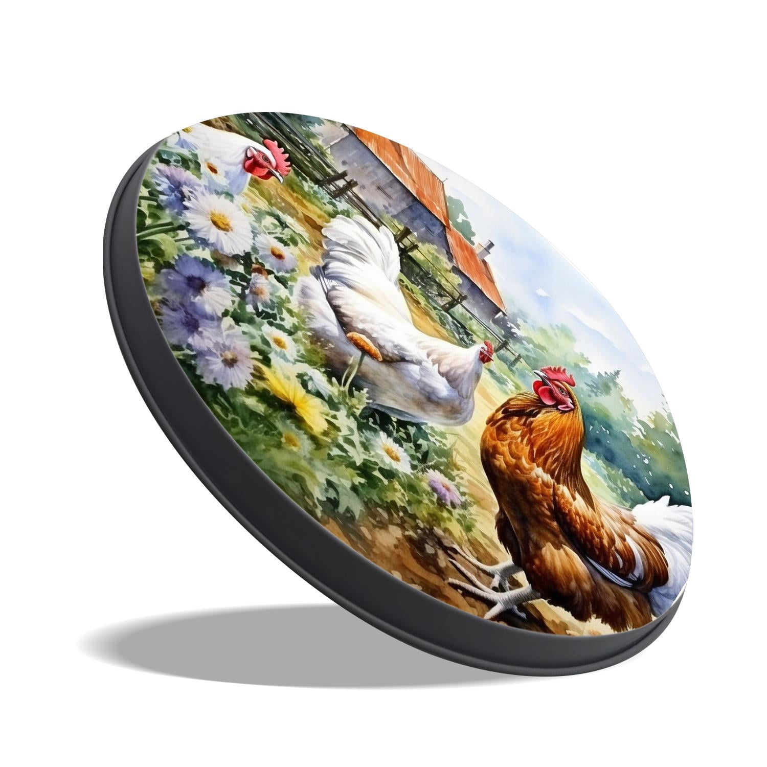Stove Burner Covers 4 Pcs for Home Decor Cooktop Decorative ,Chicken and Rooster in The Grass creative, Round Electric Stove Burner Covers 8Inch And 10Inch