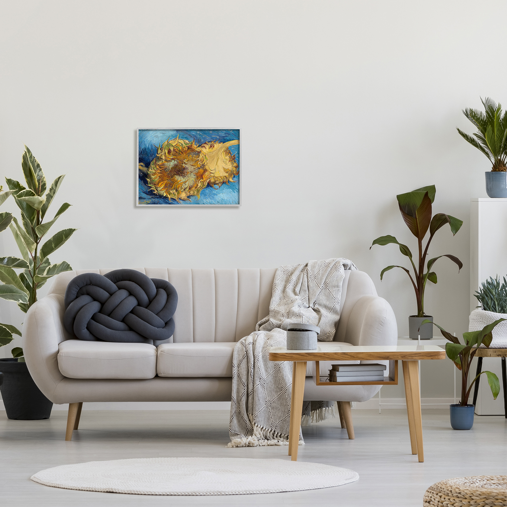 Stupell Industries Sunflowers Yellow Blue Van Gogh Classical Painting Framed Wall Art by Vincent Van Gogh