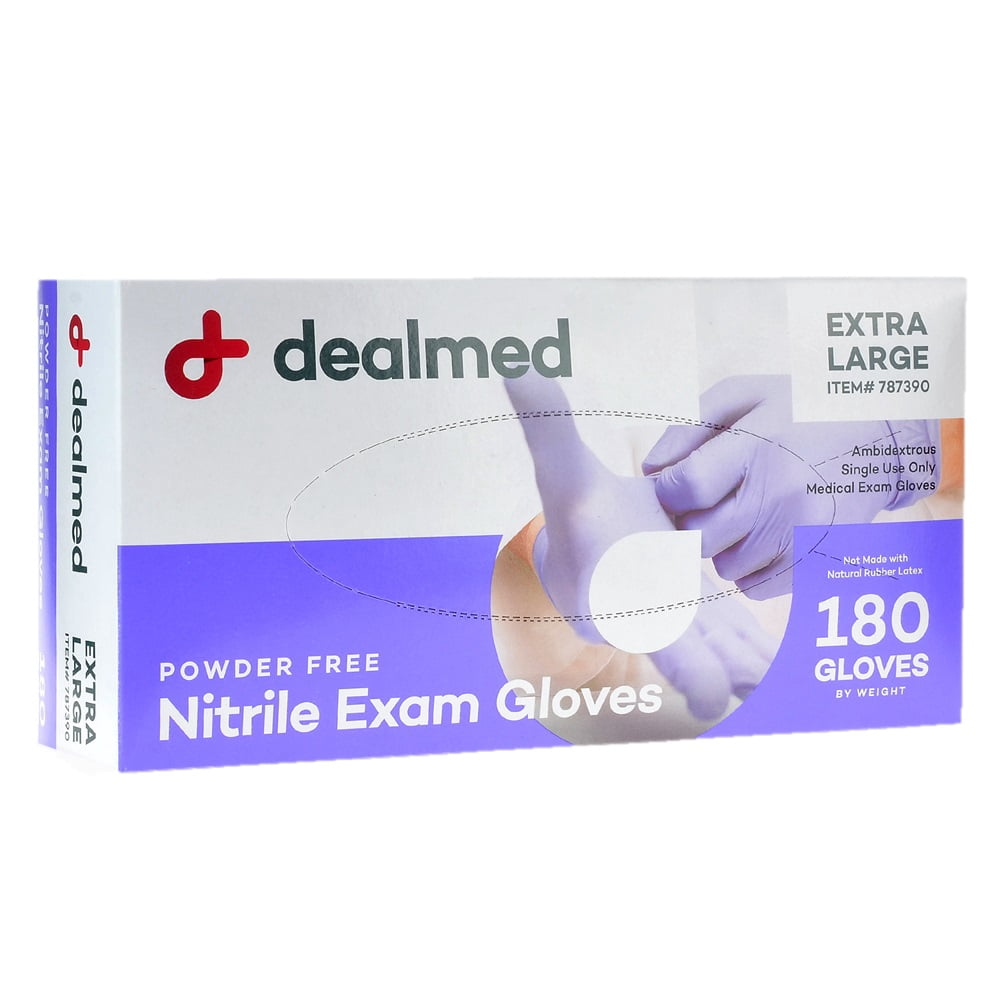 Dealmed Disposable Nitrile Exam Gloves for Hospitals, Law Enforcement, First Aid, X-Large (1800/Cs)