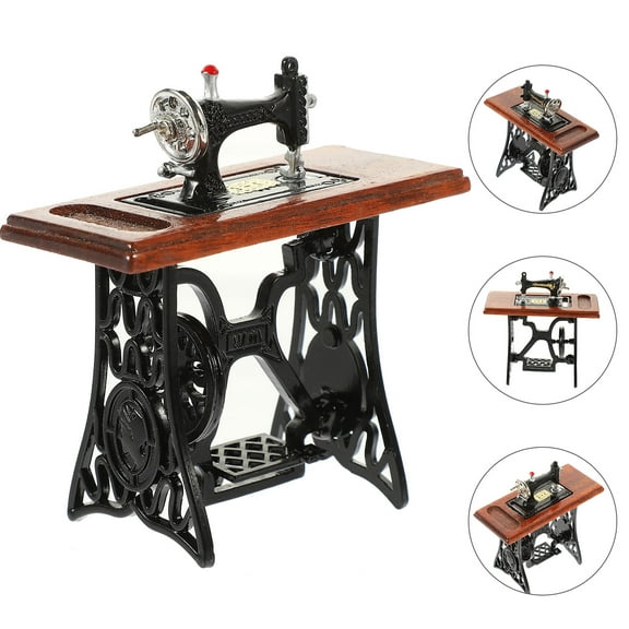 Masteelf  Mini Sewing Machine Miniature Prop Tiny House Accessory