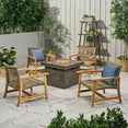 thumbnail image 3 of Eleanor Outdoor 5 Piece Wood and Wicker Club Chairs and Fire Pit Set, 3 of 6