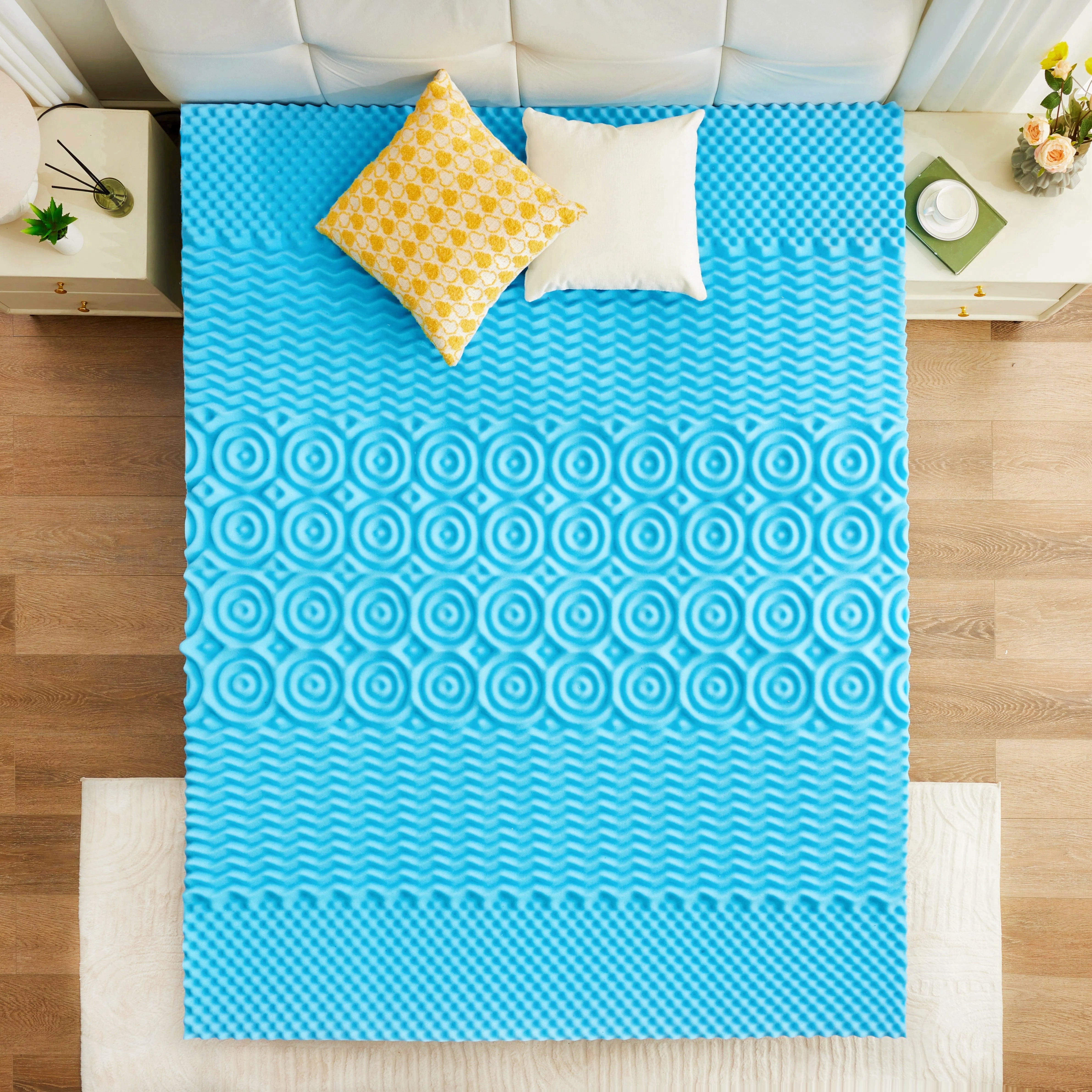 BDEUS 2 inch Mattress Topper, Cooling Gel Memory Foam Zoned Support Bed Topper for Pressure Relief, Twin
