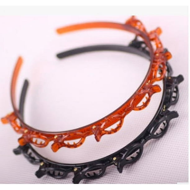 Doble Flequillo Peinado Horquilla Diadema Coreana Trenzada Diademas para Mujeres Doble Capa Trenza Diadema Herramientas para el Cabello Diadema tejida hueca multicapa Diadema (Negro+Café) Sailing Electrónica