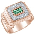 thumbnail image 2 of AFFY Father's Day Gift 2.5 Carat (Cttw) White Natural Diamond & Simulated Emerald Men's Statement Band Ring In 14k Solid Rose Gold Ring Size-9.5, 2 of 2
