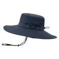 thumbnail image 2 of Sun Hats for Men, Wide Brim Fishing Sun Hat, Waterproof UPF 50+ UV Protection Caps with Drawstring Two Wearing Styles, Summer for Fishing Hiking Safari Outdoor, Navy Blue, 2 of 7