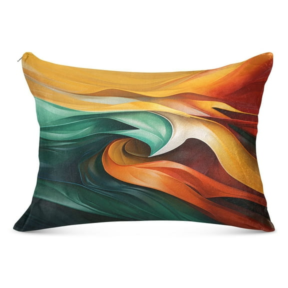 Green Orange Tie Dye Plush Pillow Cases Standard Size Ultra Soft Warm Pillowcases with Zipper 20"x26"