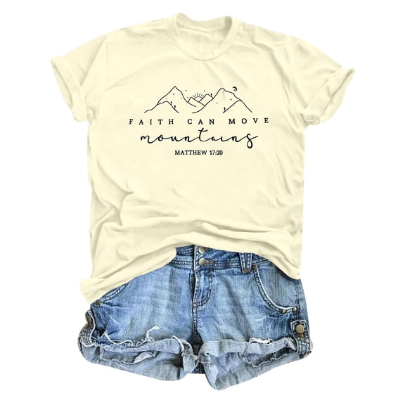 Lkhaha Womens T Shirts Casual Round Neck Graphic Spring Summer Versatile Dressy Clothes Light Yellow L