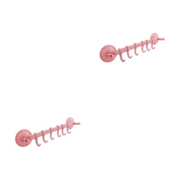 Advancent Colgador de pared 6 ganchos estante colgante organizador ventosa multiusos Rosa 2Conjunto