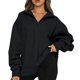 thumbnail image 2 of Puntoco Blusa de manga larga para mujer, estilo casual, color sólido, con cremallera, solapa Puntoco Puntoco-1, 2 of 6