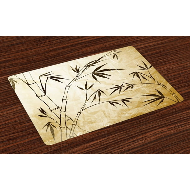Bamboo Placemats Set of 4 Gradient Bamboo Leaves Flexibility Complex