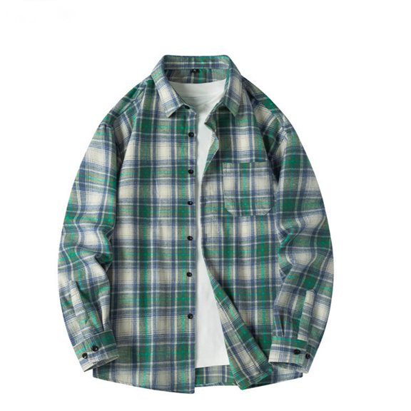 M-4X Big & Tall Mens Shirts with Pocket Plus Size Long Sleeve Shackets T-Shirts Button-Down Collared Plaid Printed Lapel Tees Tops