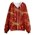 thumbnail image 6 of idosla Women's Christmas Zip Up Hoodies Boho Long Sleeve Printed Drawstring Oversized Hooded Sweatshirt with Pockets (Watermelon Red, XXL), 6 of 7