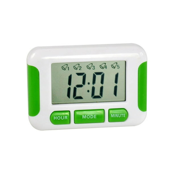 Methold Reloj digital con cinco alarmas separadas Recordatorio de pastillas Ayuda de memoria de cocina multifuncional Cronómetro Temporizador Electrónica