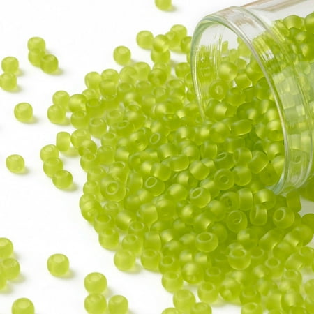 TOHO Round Seed Beads Japanese Seed Beads (4F) Transparent Frost Lime Green 8/0 3mm Hole: 1mm 222pcs/10g
