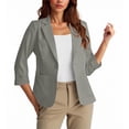 thumbnail image 2 of Loopsun Womens Outerwear Jackets, Blazer for Women, Women's Casual Slim 3/4 Sleeve V Neck Buttons Suit Jacket with Pockets Gray, M, 2 of 4
