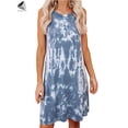 thumbnail image 4 of PULLIMORE Women's Tie Dye Summer Tank Dress Casual Sleeveless T-Shirt Dresses Beach Short Swing Sundress (2XL, Nary Blue), 4 of 10
