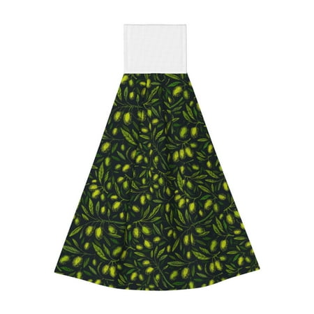 

Disketp Green Branch Olive Hanging Kitchen Towel Tie Towels Tea Bar Dish Cloths Dry Towel for Laundry Room Decor (18*14in)