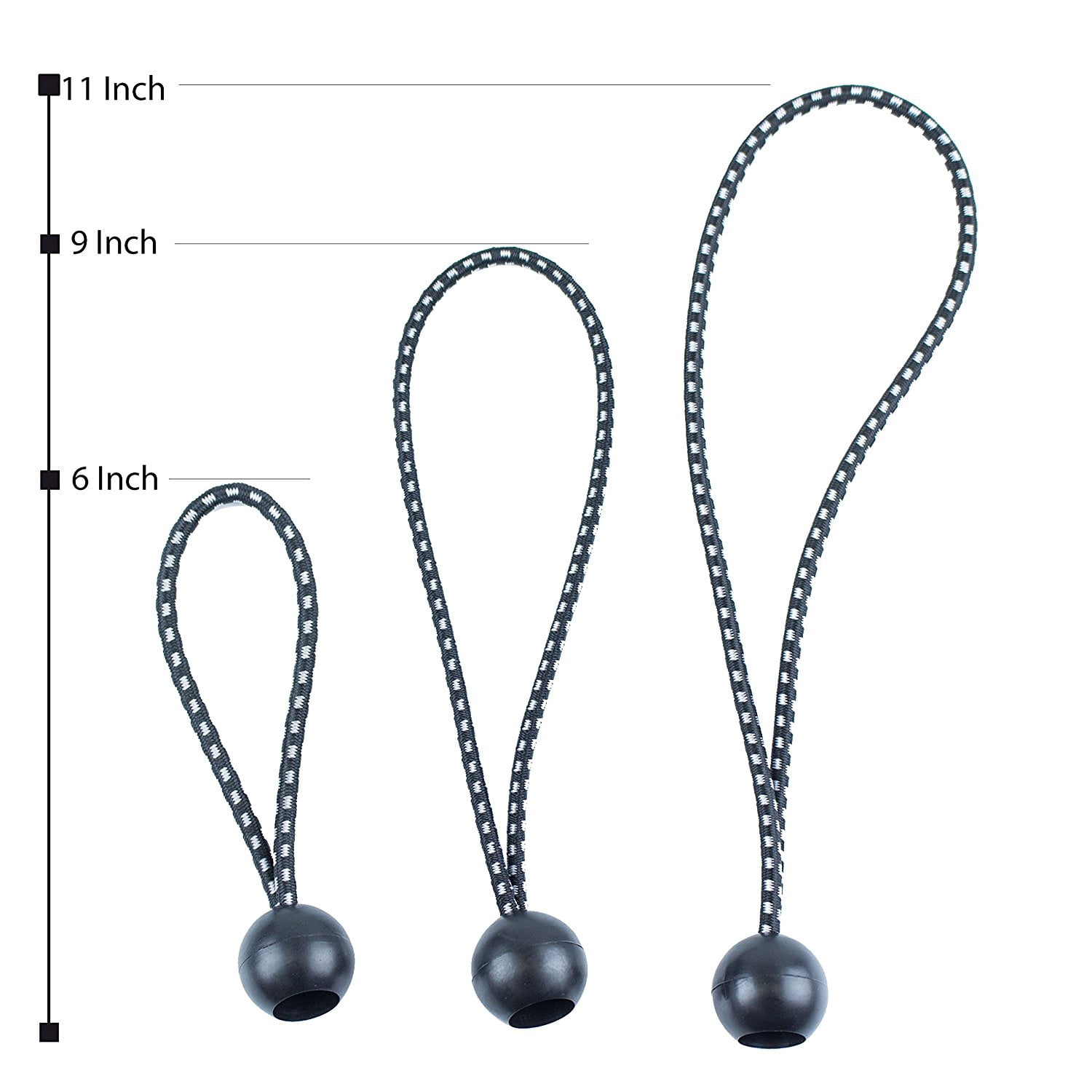 RK Safety Ball Bungee Cords - Black / 9-Inch