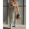 thumbnail image 3 of ZOELNIC Women's Summer Mesh Sheer See Through Double Breasted Midi Trench Coat Belted Lightweight Cardigan, L, 3 of 6