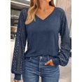 thumbnail image 6 of FUNING Womens Long Sleeve Shirts V-Neck Lace Tops Business Casual Blouses Tee Trendy 2025 Fall Fashion Outfits Clothes, 6 of 6